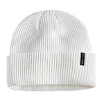 Autumn Select Beanie 2025 - White beanie with a ribbed texture and folded cuff.