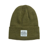 Coal Uniform Mid Knit Beanie 2025 - A dark green beanie with a white rectangular label on the front that reads "COAL" in black letters.