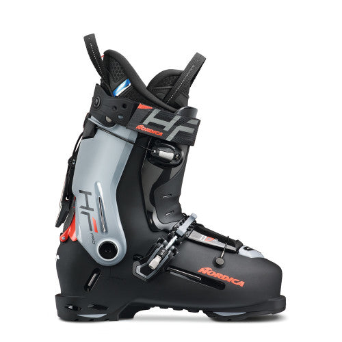 Nordica HF Pro 110 R Ski Boot 2025 - Black ski boot with silver and red accents, featuring a prominent "HF" logo on the side.