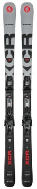 Blizzard XCR 77 System Skis With TLT 10 Ski Bindings 2026 - White skis with black bindings and red lettering.