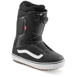 Vans Men's Aura OG Snowboard Boot 2025 - Black snowboard boot with white accents and a red logo on the side.