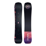 Nidecker Venus Plus Women's Snowboard 2025 - A black snowboard with a pink and purple palm leaf pattern on top of it.