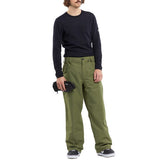 Volcom 5 Pocket Shell Pants 2024 - Olive green pants with zippered pockets and adjustable cuffs.