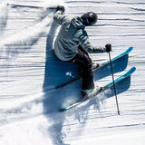 Volkl Kendo 88 Ski 2024 - A pair of skis with a blue base and white accents, featuring a distinctive "Kendo" logo on the tip.