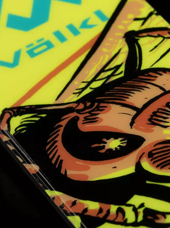 Volkl Revolt 96 Ski 2024 - A black ski with a white stripe and red lettering on the side.