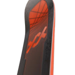 Völkl Mantra 102 Flat Skis 2025 - A pair of skis with a black base and orange accents, featuring a distinctive "V" logo on the top sheet.