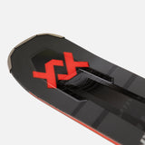 Völkl Peregrine 80 with Lowride 12 TCX Bindings - A black ski with a red logo and silver bindings.