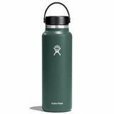 Hydro Flask 40oz Wide Mouth Water Bottle - A dark green water bottle with a black lid and handle, featuring a white logo on the front.