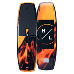 Hyperlite Baseline Wakeboard 2024 - A black wakeboard with a white logo and yellow accents on the top sheet.