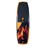 Hyperlite Baseline Wakeboard 2024 - A black wakeboard with a white logo and orange accents on the top and bottom.