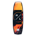 Hyperlite Baseline Wakeboard 2024 - A black wakeboard with a white logo and orange accents.