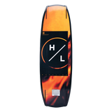 Hyperlite Baseline Wakeboard 2024 - A black wakeboard with a white logo and orange accents.
