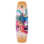 Hyperlite Women's Prizm Wakeboard 2024 - A women's wakeboard with a blue and pink abstract design on a white background.