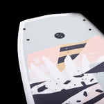 Hyperlite Venice Wakeboard 2024 - A light blue wakeboard with a white and navy abstract design on top of a pink background.