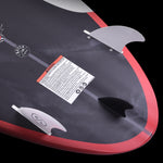 Hyperlite Buzz Wakesurf Board 2024 - A black wakesurf board with a red outline and white accents, featuring a distinctive logo on its top surface.
