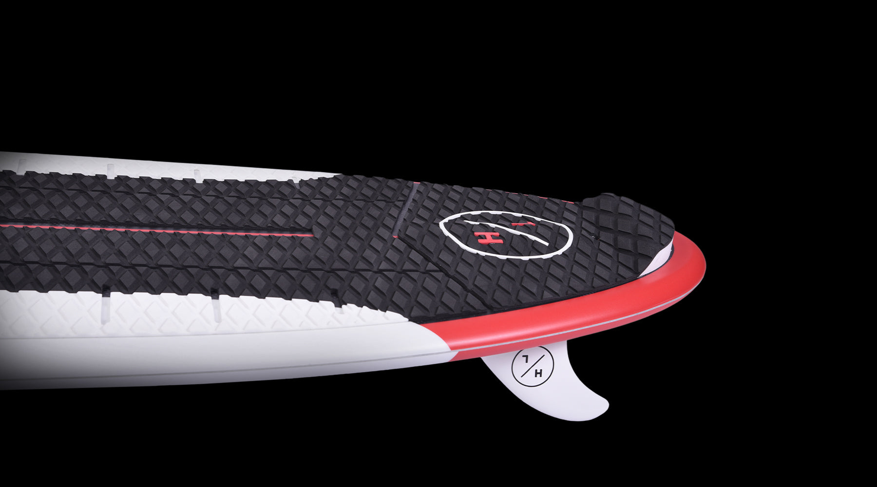 Hyperlite Buzz Wakesurf Board 2024 - A black wakesurf board with a white logo and red accents on the top deck.