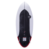 Hyperlite Buzz Wakesurf Board 2024 - A white wakesurf board with a black logo on its top right side.