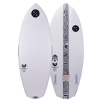 Hyperlite Condor Wakesurf Board 2024 - White wakesurf board with black logo on top and a distinctive patterned stripe down the center.