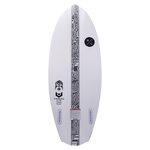 Hyperlite Condor Wakesurf Board 2024 - White board with black and gray abstract pattern on top, featuring a distinctive wood grain texture down the center.