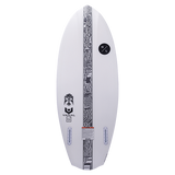 Hyperlite Condor Wakesurf Board 2024 - White board with black and gray abstract pattern on top, featuring a distinctive wood grain texture down the center.