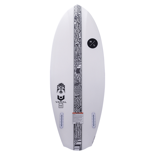 Hyperlite Condor Wakesurf Board 2024 - White board with black and gray abstract pattern on top, featuring a distinctive wood grain texture down the center.