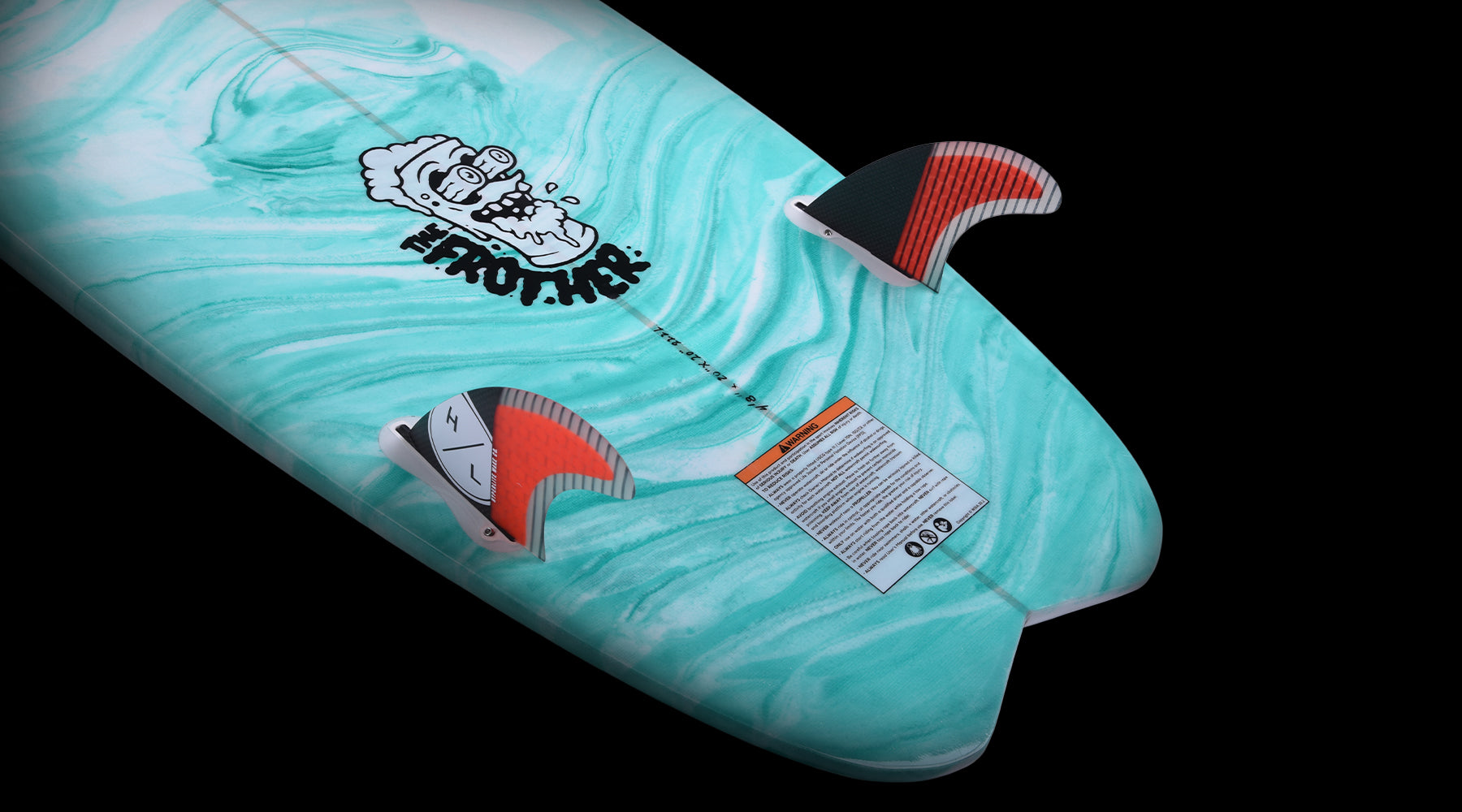 Hyperlite Frother 2.0 Wakesurf 2024 - A wakesurf board with a white deck and black fins.