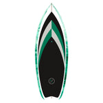 Hyperlite Frother 2.0 Wakesurf 2024 - A black wakesurf board with a green and white stripe down the middle.