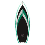 Hyperlite Frother 2.0 Wakesurf 2024 - A black wakesurf board with a green and white stripe down the middle.