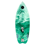 Hyperlite Frother 2.0 Wakesurf 2024 - A green and white wakesurf board with a wavy pattern on its surface.