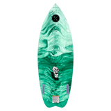 Hyperlite Frother 2.0 Wakesurf 2024 - A green and white wakesurf board with a wavy pattern on its surface.