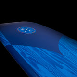 Hyperlite Landlock Wakesurf Board 2024 - A blue wakesurf board with a white logo featuring an orange outline and the letters "HL" in the center.