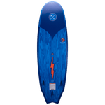 Hyperlite Landlock Wakesurf Board 2024 - A blue wakesurf board with a red lightning bolt logo on its center.