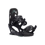 NOW IPO Snowboard Bindings 2024 - Black bindings with green logo on top strap and black buckles.
