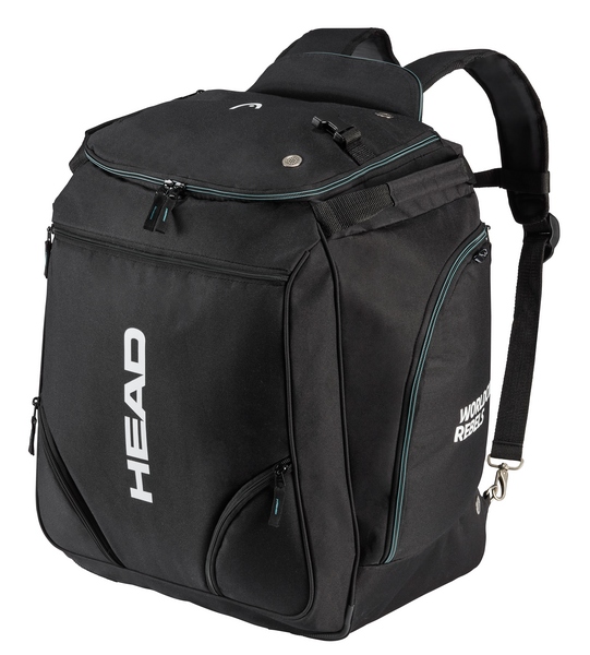 Head Heated Boot Bag - Black boot bag with white logo on top, zippered pocket and handle.
