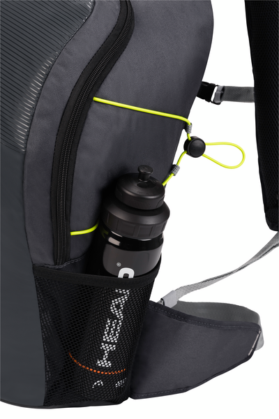 Head Women's Backpack 20L 2024 - Black backpack with neon green zipper and white logo on front pocket.