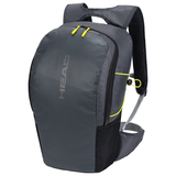 Head Women's Backpack 20L 2024 - A black backpack with a white logo and zippered pockets on the front.