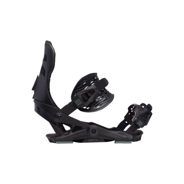 NOW IPO Snowboard Bindings 2024 - Black bindings with a sleek, modern design and silver buckles.