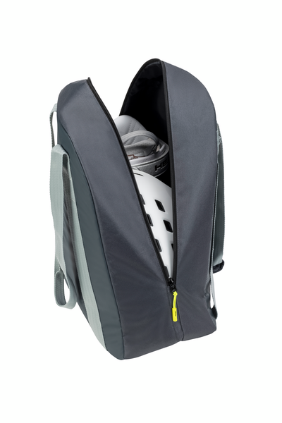Head Women's Boot Bag 30L 2024 - A dark gray boot bag with a zippered top and two side pockets, featuring a small white logo on the front.