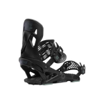 NOW IPO Snowboard Bindings 2024 - Black bindings with a sleek, modern design and silver buckles.
