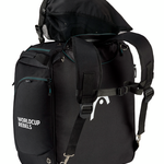 Head Heated Boot Bag - Black boot bag with white logo on front, zippered pocket and adjustable shoulder strap.