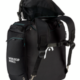 Head Heated Boot Bag - Black boot bag with white logo on front, zippered pocket and adjustable shoulder strap.