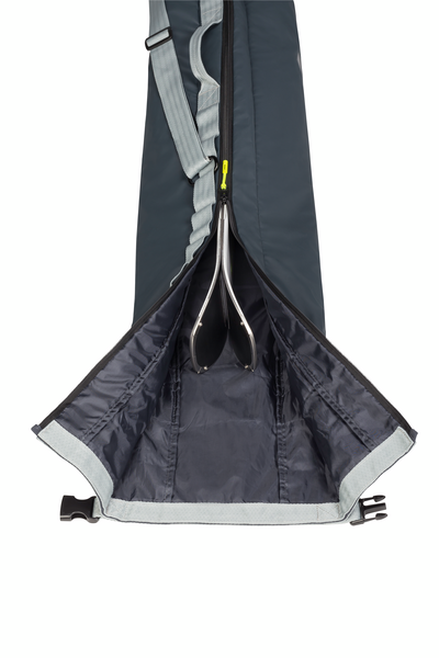 Head Women's Single Ski Bag 195cm - 2024 model ski bag with a dark gray color and white trim, featuring a zippered opening on top.