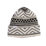 Coal Weston Mid Knit Beanie 2025 - A cream-colored beanie with a black and gray geometric pattern on top, featuring a folded cuff at the bottom.
