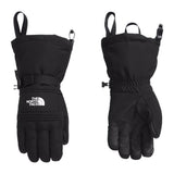 North Face Women's Montana Glove 2025 - A black glove with a white logo on the wrist and a strap closure at the top.