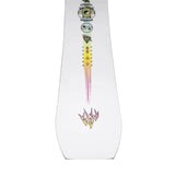 Jones Women's Tweaker Snowboard 2025 - A white snowboard with a black and yellow logo at the top, featuring a stylized "J" and "Tweaker".