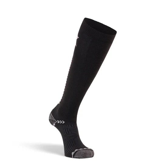 Fox River Women's Chamonix Snowboard Socks - Black snowboard socks with a subtle white logo on the top of the foot and heel.
