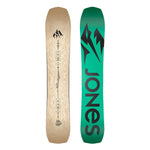 Jones Women's Flagship Snowboard 2025 - A light-colored woodgrain snowboard with a black logo at the top and a small black "JONES" logo near the bottom.