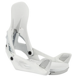 Nitro Women's Step On Snowboard Bindings - White bindings with black screws and a silver logo on the top left of the binding.