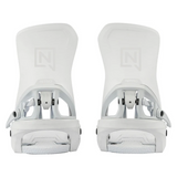 Nitro Women's Step On Snowboard Bindings - White bindings with black screws and a gray logo on top of each binding.