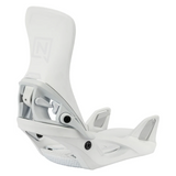 Nitro Women's Step On Snowboard Bindings - White bindings with black screws and a gray logo on top of the left binding.